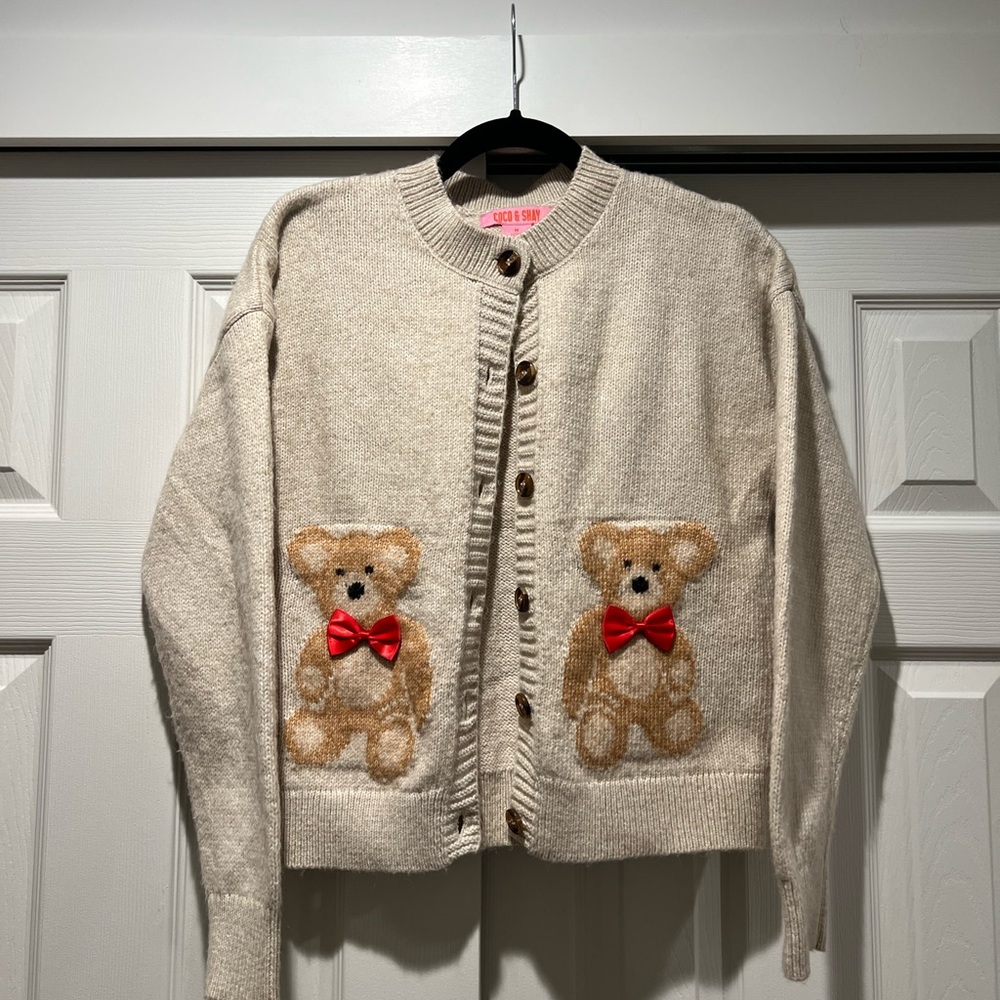 Charming Cream Teddy Bear Cardigan